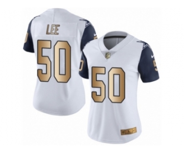 Women's Nike Dallas Cowboys #50 Sean Lee Limited White Gold Rush NFL Jersey