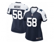 Women's Nike Dallas Cowboys #58 Damontre Moore Game Navy Blue Throwback Alternate NFL Jersey