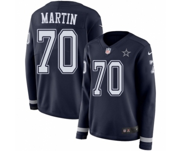 Women's Nike Dallas Cowboys #70 Zack Martin Limited Navy Blue Therma Long Sleeve NFL Jersey