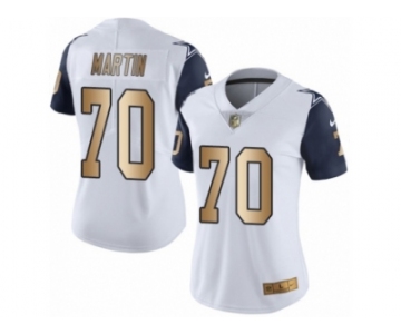 Women's Nike Dallas Cowboys #70 Zack Martin Limited White Gold Rush NFL Jersey