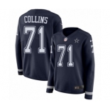 Women's Nike Dallas Cowboys #71 La'el Collins Limited Navy Blue Therma Long Sleeve NFL Jersey