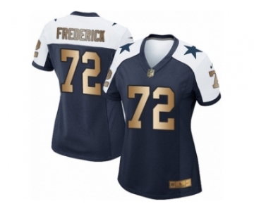 Women's Nike Dallas Cowboys #72 Travis Frederick Elite Navy Gold Throwback Alternate NFL Jersey