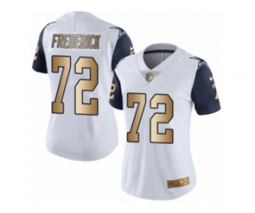 Women's Nike Dallas Cowboys #72 Travis Frederick Limited White Gold Rush NFL Jersey