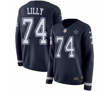 Women's Nike Dallas Cowboys #74 Bob Lilly Limited Navy Blue Therma Long Sleeve NFL Jersey