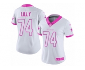 Women's Nike Dallas Cowboys #74 Bob Lilly Limited White Pink Rush Fashion NFL Jersey