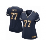 Women's Nike Dallas Cowboys #77 Tyron Smith Elite Navy Gold Team Color NFL Jersey