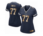 Women's Nike Dallas Cowboys #77 Tyron Smith Elite Navy Gold Team Color NFL Jersey