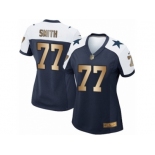 Women's Nike Dallas Cowboys #77 Tyron Smith Elite Navy Gold Throwback Alternate NFL Jersey