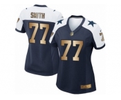 Women's Nike Dallas Cowboys #77 Tyron Smith Elite Navy Gold Throwback Alternate NFL Jersey