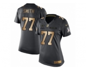 Women's Nike Dallas Cowboys #77 Tyron Smith Limited Black Gold Salute to Service NFL Jersey