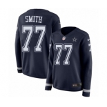 Women's Nike Dallas Cowboys #77 Tyron Smith Limited Navy Blue Therma Long Sleeve NFL Jersey