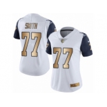 Women's Nike Dallas Cowboys #77 Tyron Smith Limited White Gold Rush NFL Jersey