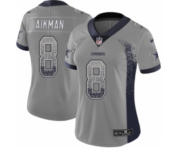 Women's Nike Dallas Cowboys #8 Troy Aikman Limited Gray Rush Drift Fashion NFL Jersey