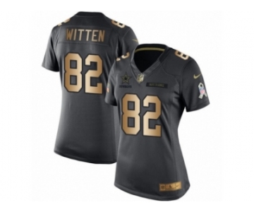 Women's Nike Dallas Cowboys #82 Jason Witten Limited Black Gold Salute to Service NFL Jersey