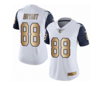 Women's Nike Dallas Cowboys #88 Dez Bryant Limited White Gold Rush NFL Jersey