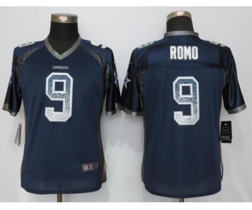 Women's Nike Dallas Cowboys #9 Tony Romo Drift Fashion Blue Jerseys