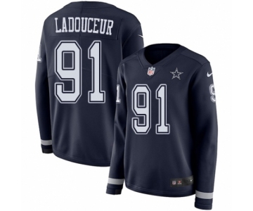 Women's Nike Dallas Cowboys #91 L. P. Ladouceur Limited Navy Blue Therma Long Sleeve NFL Jersey