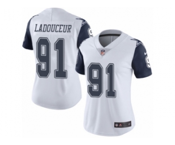 Women's Nike Dallas Cowboys #91 L. P. Ladouceur Limited White Rush NFL Jersey