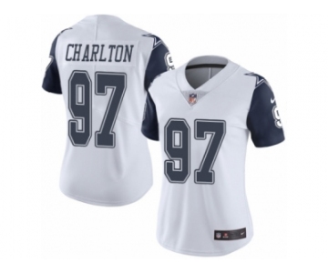 Women's Nike Dallas Cowboys #97 Taco Charlton Limited White Rush NFL Jersey