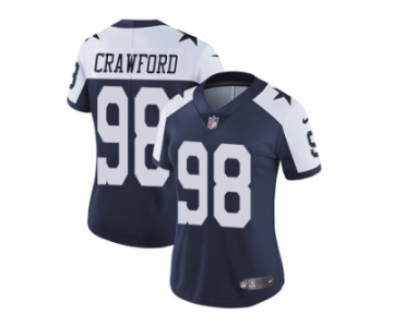 Women's Nike Dallas Cowboys #98 Tyrone Crawford Vapor Untouchable Limited Navy Blue Throwback Alternate NFL Jersey