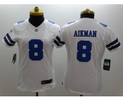 nike women nfl dallas cowboys #8 aikman white[nike]