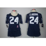 nike women nfl jerseys dallas cowboys #24 claiborne blue[breast cancer awareness]