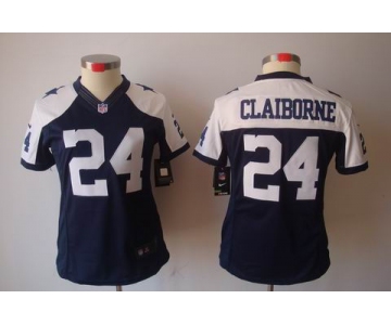 nike women nfl jerseys dallas cowboys #24 claiborne blue[nike limited throwback]