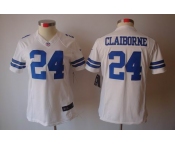 nike women nfl jerseys dallas cowboys #24 claiborne white[nike limited]