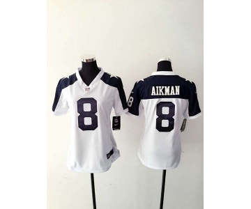 nike women nfl jerseys dallas cowboys #8 aikman white(nike thankgivings)