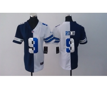 nike women nfl jerseys dallas cowboys #9 romo grey white-blue[nike split]