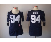 nike women nfl jerseys dallas cowboys #94 ware blue[breast cancer awareness]