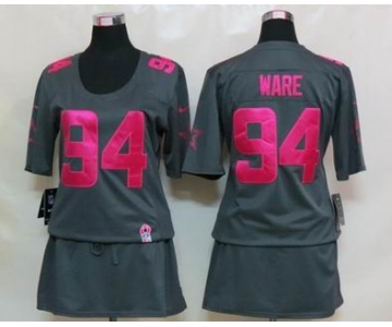 nike women nfl jerseys dallas cowboys #94 ware dk.grey[breast cancer awareness]