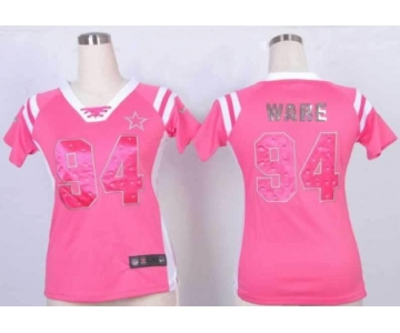 nike women nfl jerseys dallas cowboys #94 ware pink[fashion Rhinestone sequins]