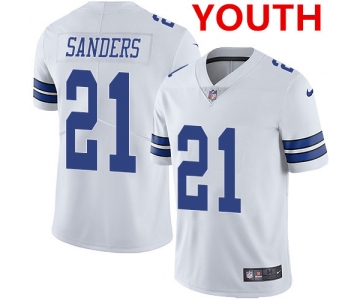 Nike Youth Dallas Cowboys #21 Deion Sanders White Stitched NFL Vapor Untouchable Limited Jersey