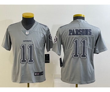 Youth Dallas Cowboys #11 Micah Parsons Grey Atmosphere Fashion 2022 Vapor Untouchable Stitched Nike Limited Jersey