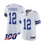 Youth Dallas Cowboys #12 Roger Staubach White Vapor Untouchable Limited Player 100th Season Football Jersey