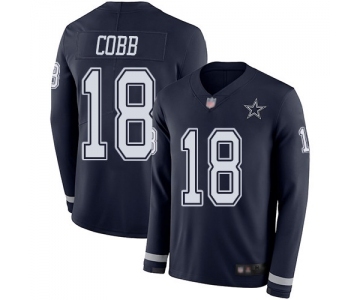 Youth Dallas Cowboys #18 Randall Cobb Limited Navy Blue Therma Long Sleeve Football Jersey