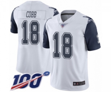 Youth Dallas Cowboys #18 Randall Cobb Limited White Rush Vapor Untouchable 100th Season Football Jersey