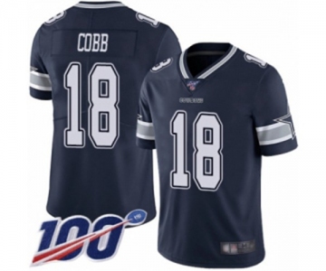 Youth Dallas Cowboys #18 Randall Cobb Navy Blue Team Color Vapor Untouchable Limited Player 100th Season Football Jersey