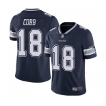 Youth Dallas Cowboys #18 Randall Cobb Navy Blue Team Color Vapor Untouchable Limited Player Football Jersey