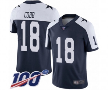 Youth Dallas Cowboys #18 Randall Cobb Navy Blue Throwback Alternate Vapor Untouchable Limited Player 100th Season Football Jersey