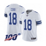 Youth Dallas Cowboys #18 Randall Cobb White Vapor Untouchable Limited Player 100th Season Football Jersey