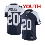 Youth Dallas Cowboys #20 Tony Pollard Navy Blue Thanksgiving Stitched Vapor Untouchable Limited Jersey