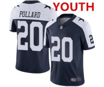 Youth Dallas Cowboys #20 Tony Pollard Navy Blue Thanksgiving Stitched Vapor Untouchable Limited Jersey