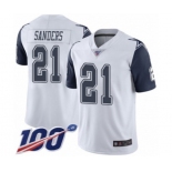 Youth Dallas Cowboys #21 Deion Sanders Limited White Rush Vapor Untouchable 100th Season Football Jersey