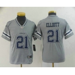 Youth Dallas Cowboys #21 Ezekiel Elliott Grey 2019 Inverted Legend Stitched NFL Nike Limited Jersey