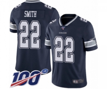 Youth Dallas Cowboys #22 Emmitt Smith Navy Blue Team Color Vapor Untouchable Limited Player 100th Season Football Jersey