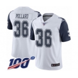 Youth Dallas Cowboys #36 Tony Pollard Limited White Rush Vapor Untouchable 100th Season Football Jersey