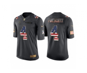 Youth Dallas Cowboys #4 Dak Prescott Anthracite Salute to Service USA Flag Fashion Jersey