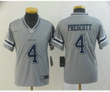 Youth Dallas Cowboys #4 Dak Prescott Grey 2019 Inverted Legend Stitched NFL Nike Limited Jersey